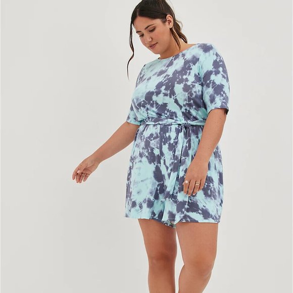 NWT Torrid Tie Dye Super Soft Knit Romper Shorts Blue Women's Size 4 4X H13563 - Picture 12 of 12